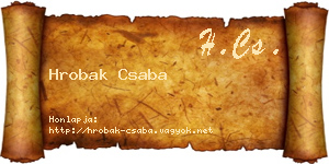 Hrobak Csaba névjegykártya